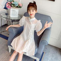 Girls dress summer dress 2021 new net red girl dress Western style big child princess dress children cheongsam summer