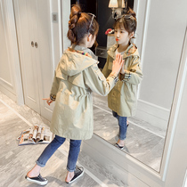 Girls windbreaker autumn 2021 new winter foreign style childrens middle-aged girl spring and autumn thick coat autumn and winter
