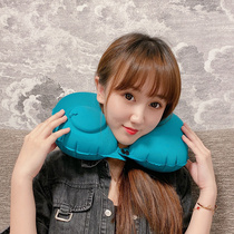 Press inflatable u-shaped pillow Neck pillow Travel artifact Neck portable plane nap blowing travel pillow u-shaped pillow