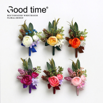 Fairy tale color forest corsage flower wrist flower Groom Bride wedding photography decoration groomsman bridesmaid sister dance hand flower