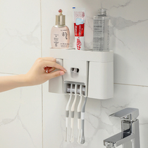 Toothbrush rack Couple wash suit double toothpaste non-perforated wall-mounted toilet toothbrush holder