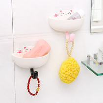 Wall-mounted soap box toilet drain soap rack bathroom creative non-hole cartoon soap holder adhesive hook soap box