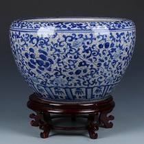 Jingdezhen ceramic hand-painted antique goldfish tank water lily basin lotus bowl lotus tank Chinese retro living room courtyard extra large