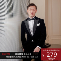 Velvet light extravagant wedding dress men with a single-breasted double split mens suit jacket jacket men