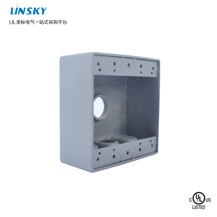 UL & CUL Certification of Switch Socket Bottom Box U.S. Standard Aluminum Die Casting One Open Waterproof Connection Box with Three Holes 2B50-3