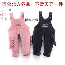 Boys padded cotton padded straps winter baby girl velvet jumpsuit Northern baby cotton pants