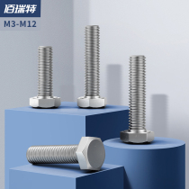 316 stainless steel hexagon screw full tooth Bolt lengthy hexagon head screw M3M4M5M6M8M10M12