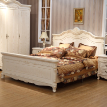 European style solid wood bed White 1 8 meters 1 5 American bed double bed light luxury French court bed idyllic bed master bedroom