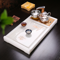 Kung fu jade stone tea tray Tea set Simple tea table Household drainage Modern tea kelp automatic one