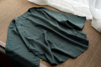 Hand-cut pine green) traditional Chinese one-piece cutting without saving big sleeves Spring and summer thin tops