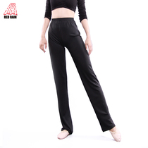 Red rain dance pants trousers womens straight tube pants slim square dance yoga pants bodywork pants Black thin