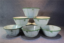 Republic of China boutique green color ganoderma lucidum pattern bowl Antique collection Ming and Qing porcelain cabbage price old porcelain old goods