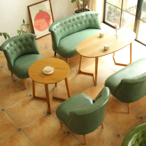 Coffee Western restaurant Milk tea dessert shop negotiation table and chair combination Modern simple leisure leather art double deck sofa