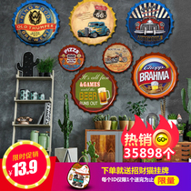 Industrial style American retro beer cover tin painting barbecue shop coffee casual bar background wall personalized decoration