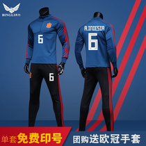 Football training suit long sleeve plus velvet thickened autumn and winter adult childrens team uniform jersey winter training suit mens appearance suit