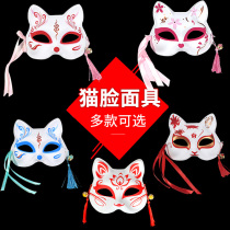 Cat face mask half face hand-painted shaking sound net red with Japanese and wind fox animation men and women cat face cos headdress