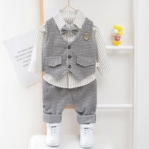   Male baby autumn clothes 0-1-2-3-year-old dress boy three-piece suit childrens suit 2021 new style