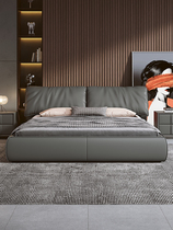 Italian minimalist baxter bed elephant ear leather art bed Nordic modern minimalist 1 8m double master bedroom soft bed