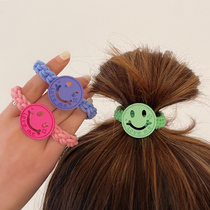 ins Wind smiley face high-elastic leather case female head rope 2021 new simple cute pony tail rubber band Hairband female