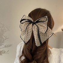 Milk apricot~high-end bow headdress hairpin back of the head elegant spring clip super fairy hairpin female summer