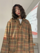 Halogen lulu retro plaid suit jacket women's winter 2022 new thick small Korean version of loose slim