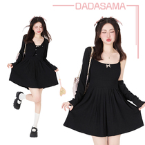 Click Sama Cardiovascular Ballet Hanging a fold dress long sleeve knitted sweater two sets for women summer new suit