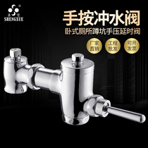 Full copper stool flushing valve hand press type squatting pan Manual flush valve horizontal toilet squatting pit hand pressure time-lapse valve