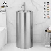 Shengxue round 304 stainless steel column washbasin hotel B & B sink basin integrated floor-standing Basin