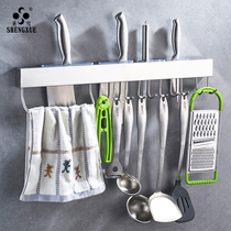 Punch-free kitchen rack 304 stainless steel kitchen knife rack Spatula hook kitchen knife rack Wall-mounted shelf
