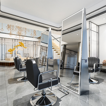 Net Red Barber Shop single double-sided mirror hairdressing shop mirror table hair salon special with lamp floor mirror can be hung wall hairdressing mirror