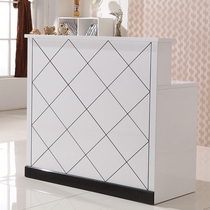 Clothing store cashier Front desk Bar counter Paint modern simple black and white counter Barber shop reception desk