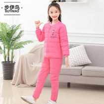 Simple breathable childrens down jacket suit Boys and girls small medium and large children white duck down liner thickened warm autumn and winter