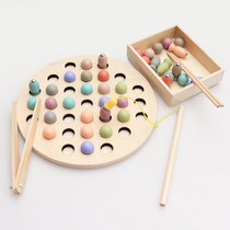 Childrens Montesse early education puzzle magnetic fishing toys 1-3 years old and a half baby clip beads fine movement training