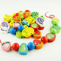 Childrens wooden beaded 2-3-4 years old baby boys and girls diy early education educational toys threading beads around beads building blocks