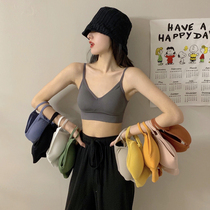 Simple thread sports bandeau womens anti-light gathered beauty back-wrapped chest sling base underwear vest 2021 new