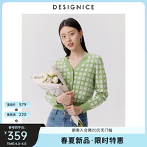 Disseyness 2022 Spring new fashion design Temperament V collar foreign elastic gnitty knit cardigan