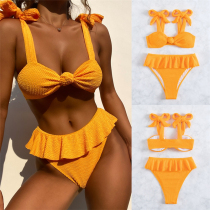 2022 new special fabric tether bow high waist swimsuit skirt cute beach bikini sexy swimsuit