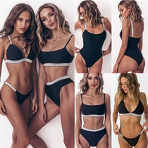 2019 Amazon ladies flash split bikini new flash bandage series high waist conservative one-piece swimsuit