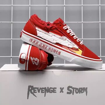 正品REVENGE X STORM复仇风暴闪电火焰低帮帆布滑板鞋街舞潮流苏