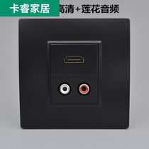 Black double lotus head audio HDMI HD socket Type 86 TV 4K wall red and white audio multimedia panel