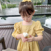  Girls  dresses 2021 summer new childrens summer Western princess dresses fashionable net red Korean short-sleeved skirts tide