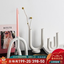 Beihanmei Nordic Creative Ceramic Candlestick Home Decoration Hotel Model Room Simple Living Room Side Cabinet Candlestick