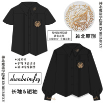 (Shenbei JK)Original Shenbei corner lapel school uniform Organ pleated black and white long and short sleeves pointed collar shirt womens embroidered shirt