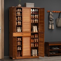 Shoe rack Home door solid wood color large capacity multi-layer dustproof economical door simple shoe cabinet storage rack