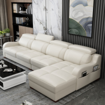Full leather sofa corner noble concubine straight row first layer cowhide light luxury Nordic modern simple living room size apartment