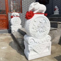 Stone carving door holding drum stone a pair of natural Han white jade drum blue stone elephant town house door to the door