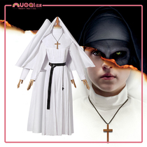 THE NUN ghost nun cos costume Halloween costume Spooky nun priest robe white cosplay nun costume