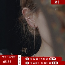 Jasmo original hand-made integrated double-layer chain tassel asymmetric ear bone chain earring nail without ear hole ear clip female