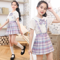 Girls strap skirt Summer dress Children jk uniform skirt genuine suit Middle and large children full set of college style 10-year-old primary school students