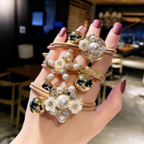 South Korea Dongdaemun flower pearl star hair rope round ball diamond-studded simple rubber band meatball head high ponytail hair accessories female